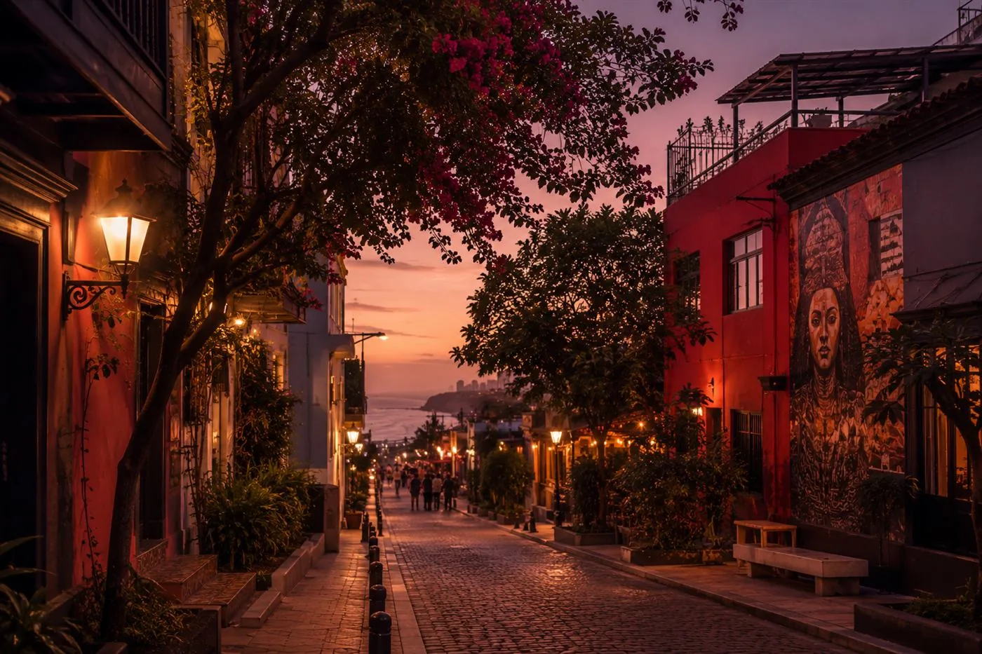 Ruelles colorées et ambiance artistique du quartier de Barranco à Lima